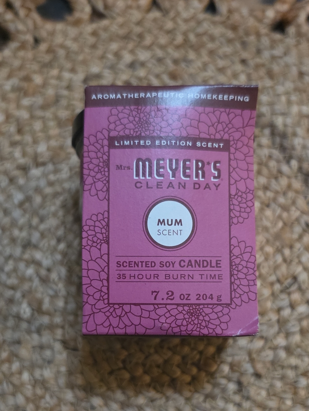 Mrs Meyers FALL Mum Scent Scented Soy Candle - Pink